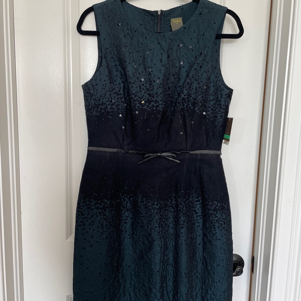 Taylor NWT Black and Green Sleeveless Dress